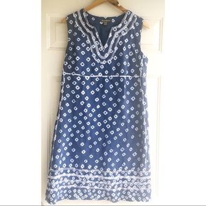 Tommy Bahama Linen V-Neck Shift Dress Blue & White